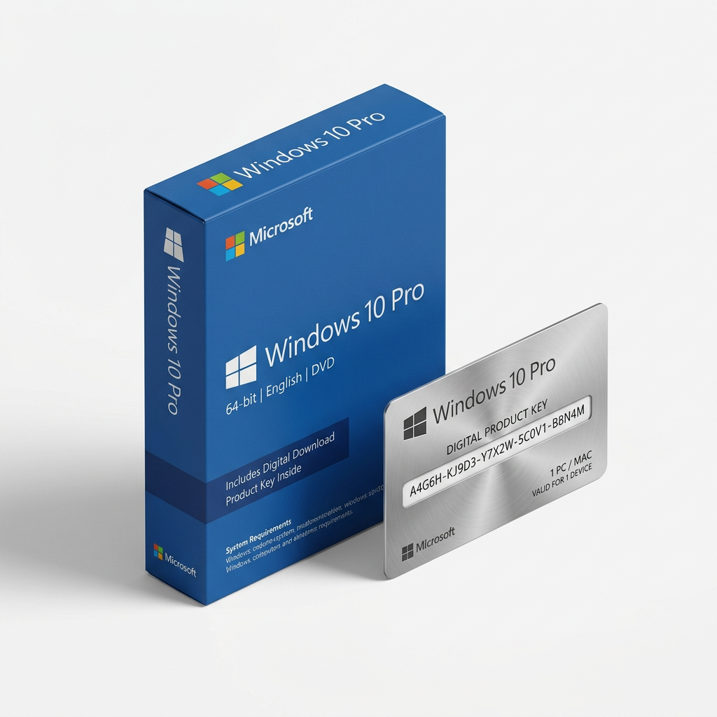 Windows 10 Pro licensbox och digitalt nyckelkort