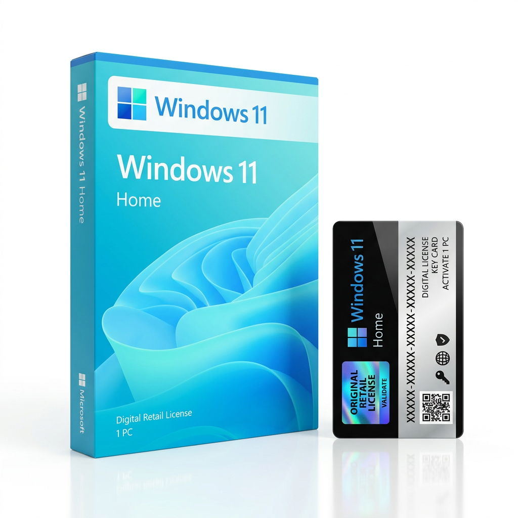 Windows 11 Home licensbox och digitalt nyckelkort